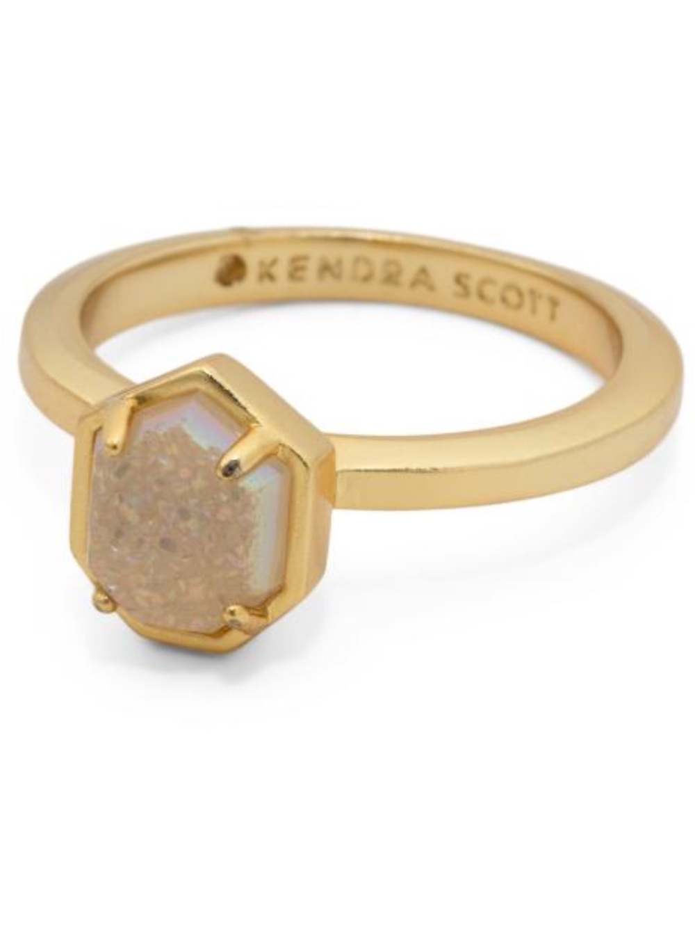 Kendra Scott Calvin Gold Iridescent Drusy Ring 7 New